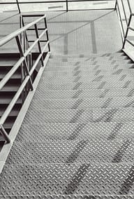 Galvanized Metal Steel Staircase with diamond plate treads