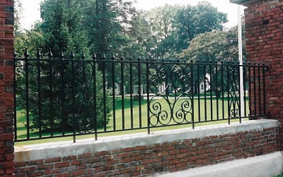 Black Metal Steel Fence with Scrolls and Pickets
